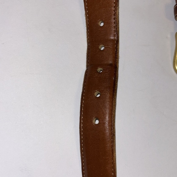 COACH BELT VINTAGE 3380 NATURAL BEIGE WOVEN UNISEX BELT BROWN LEATHER 40” LENGTH main image 5